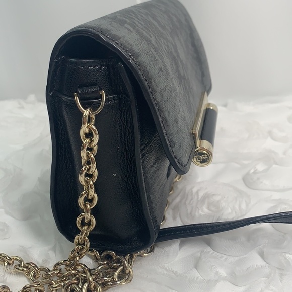 Diane Von Furstenberg 440 Black Leather Micro Mini Exotic Print Bag Chain Strap - Picture 4 of 16